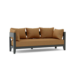 Anderson Teak Coronado Aluminum outdoor patio 3-seater sofa with colorful cushions, designed for garden lounge comfort.