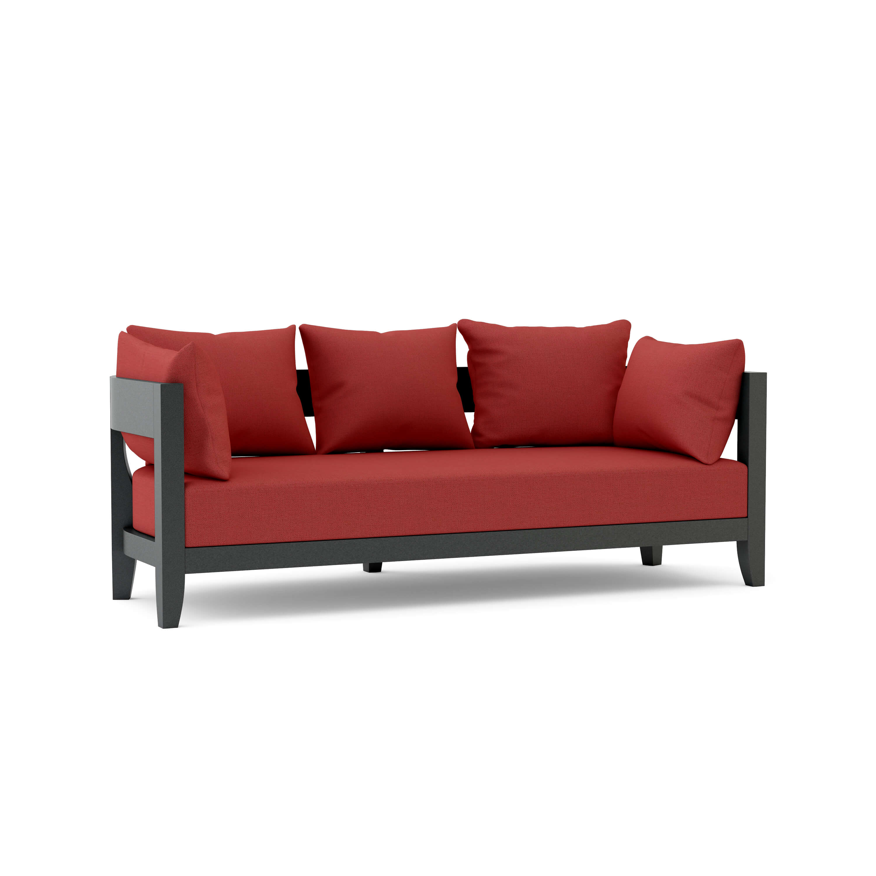 Anderson Teak Coronado Aluminum Outdoor Patio 3-Seater Sofa in Pomegranate, designed for garden lounge use.