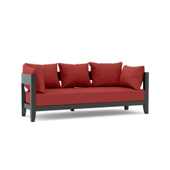 Anderson Teak Coronado Aluminum Outdoor Patio 3-Seater Sofa in Pomegranate, designed for garden lounge use.