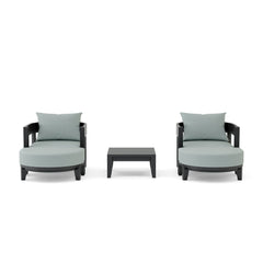 Anderson Teak Coronado 5-piece aluminum deep seating outdoor sofa set with 2 armchairs and 2 ottomans in cast pomegranate color.