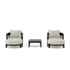 Anderson Teak Coronado 5-piece aluminum deep seating outdoor sofa set with 2 armchairs and 2 ottomans in cast pomegranate color.