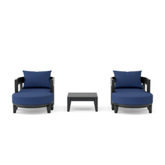 Anderson Teak Coronado 5-piece aluminum deep seating outdoor sofa set with 2 armchairs and 2 ottomans in cast pomegranate color.