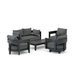 Anderson Teak Coronado 5-piece outdoor aluminum deep seating sofa set in Pomegranate, includes cushions for garden lounge comfort.