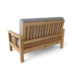 Southbay Teak Wood outdoor sofa set by Anderson Teak in Pomegranate color, featuring deep seating and modern design for garden lounging.