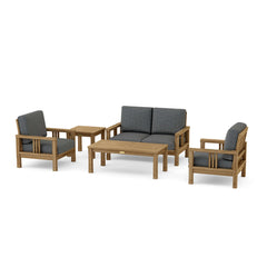 Southbay Teak outdoor sofa set by Anderson Teak with deep seating, in vibrant Pomegranate color, designed for garden lounge comfort.