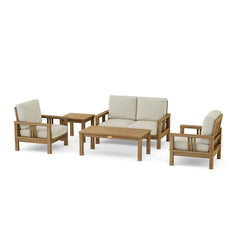Outdoor Anderson Teak Southbay Deep Seating Sofa Set in Pomegranate, featuring plush cushions and stylish design for garden lounge.