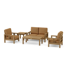Southbay teak outdoor sofa set by Anderson Teak with deep seating, colorful cushions, perfect for garden lounge relaxation.