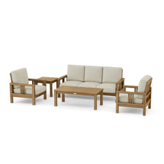 Southbay Teak outdoor sofa by Anderson Teak with deep seating in vibrant pomegranate color, perfect for garden lounge and patio.
