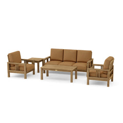Outdoor Anderson Teak SouthBay deep seating sofa set in cast pomegranate, featuring plush cushions and stylish design for garden lounge.