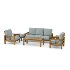 Anderson Teak SouthBay outdoor sofa set in cast pomegranate with deep seating for garden lounge, part of the 9-color designer collection.
