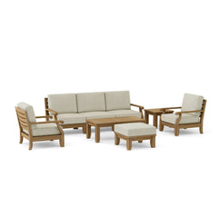 Anderson Teak Riviera Modular Teak Wood Outdoor Sofa Set with deep seating, available in nine designer colors for garden lounge.