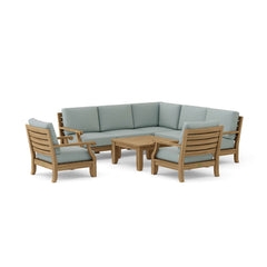 Anderson Teak Riviera Teak Wood Outdoor Sofa set with deep seating, in vibrant pomegranate color, for garden lounge.