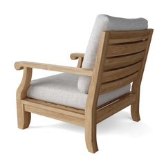 Outdoor sofa from Anderson Teak Riviera SET-97 in cast pomegranate color, deep seating with modular design for garden lounge.