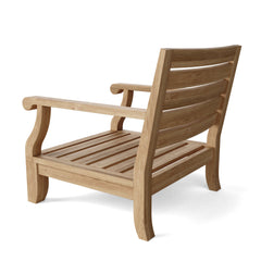 Anderson Teak Riviera outdoor sofa set with deep seating in cast pomegranate finish, part of the 9-color designer outdoor furniture collection.