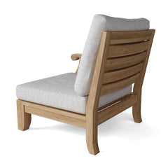 Anderson Teak Riviera Teak Wood outdoor sofa set with deep seating, modular design, in pomegranate color, suitable for garden lounge.