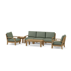 Anderson Teak Riviera outdoor sofa set with deep seating, modular design, in cast Pomegranate color, for garden lounge use.