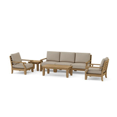 Anderson Teak Riviera outdoor sofa set with deep seating, in cast pomegranate color, featuring modular design for garden lounge.