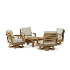 Anderson Teak Riviera outdoor sofa set in deep seating with modular design and pomegranate color, ideal for garden lounge or patio.