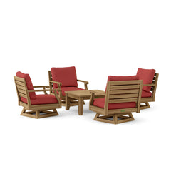 Anderson Teak Riviera outdoor sofa set with deep seating and modular design in Pomegranate, featuring plush cushions and stylish look.