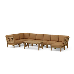 Anderson Teak NATSEPA modular outdoor sofa set in cast sage with nine designer colors, perfect for garden lounge seating.