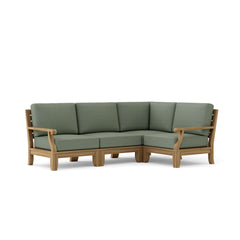Anderson Teak Riviera Teak Wood outdoor sectional sofa in cast sage, designed for garden lounge, with 9 color options.