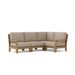 Anderson Teak Riviera Teak Wood Outdoor Sofa set with deep seating in sage color, part of the 9-color designer outdoor patio collection.
