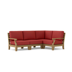 Anderson Teak Riviera teak wood outdoor sectional sofa in cast sage, designed for garden lounge with modern style and 9 color options.
