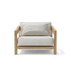 Anderson Teak Smyrna outdoor sofa set with deep seating and plush cushions, perfect for garden lounge or patio relaxation.