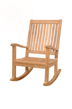 Anderson Teak DEL-AMO rocking armchair in 9 designer colors, featuring a sleek wooden frame and comfortable rocking design.