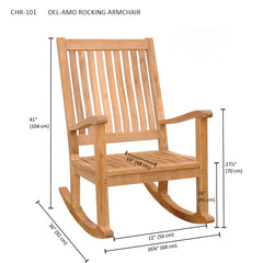 Colorful Anderson Teak DEL-AMO rocking armchair with sleek design, available in 9 designer colors, perfect for cozy relaxation.