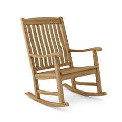 IPANEMA rocking armchair by Anderson Teak in 9 designer colors, featuring a stylish wooden frame and comfortable seating.