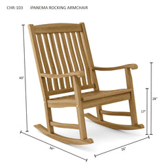IPANEMA rocking armchair by Anderson Teak in 9 designer colors, showcasing a stylish wooden rocking chair with sleek design and smooth finish.