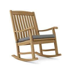 Colorful IPANEMA rocking armchair by Anderson Teak featuring a sleek wooden design and curved rocking base in nine designer shades.