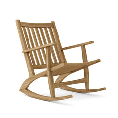 Modern rocking armchair by Anderson Teak in 9 designer colors, made of solid A-grade teak for outdoor patio and garden relaxation.