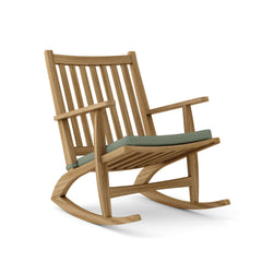 Modern rocking armchair by Anderson Teak in 9 designer colors, featuring a sleek design and comfortable rocking motion.