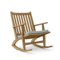 Modern rocking armchair in various designer colors by Anderson Teak, showcasing a stylish, comfortable wooden rocking chair design.