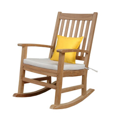 Anderson Teak Palm Beach rocking armchair in one of nine designer colors, featuring a stylish wooden frame and comfortable seating.