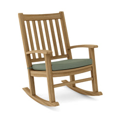 Palms Beach rocking armchair by Anderson Teak in 9 designer colors, outdoor teak wood patio and garden rocking chair.