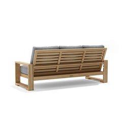 Anderson Teak Capistrano Teak Wood Outdoor Sofa Set with natural canvas cushions, designed for garden lounge in 9 colors.