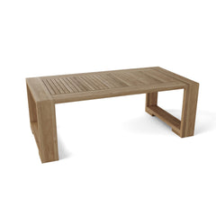 Anderson Teak Capistrano teak wood outdoor sofa set with natural canvas cushions, part of the 9-color outdoor patio lounge collection.