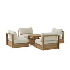 Anderson Teak Copacabana teak wood outdoor patio sofa set with 9 designer color options for garden lounge seating.
