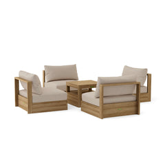 Anderson Teak Copacabana teak wood outdoor sofa set with canvas cushions, designed for garden lounge, in natural finish.