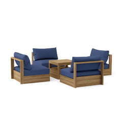 Anderson Teak Copacabana teak wood outdoor sofa set with canvas cushions, designed for garden lounge, in natural finish.