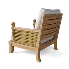 Anderson Teak SET-74 Luxe Teak Wood outdoor sectional sofa set with natural canvas cushions, designed for garden lounge comfort.