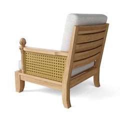 Luxury Anderson Teak SET-74 Luxe Teak Wood outdoor sectional sofa set with natural canvas cushions, 9 designer color options.