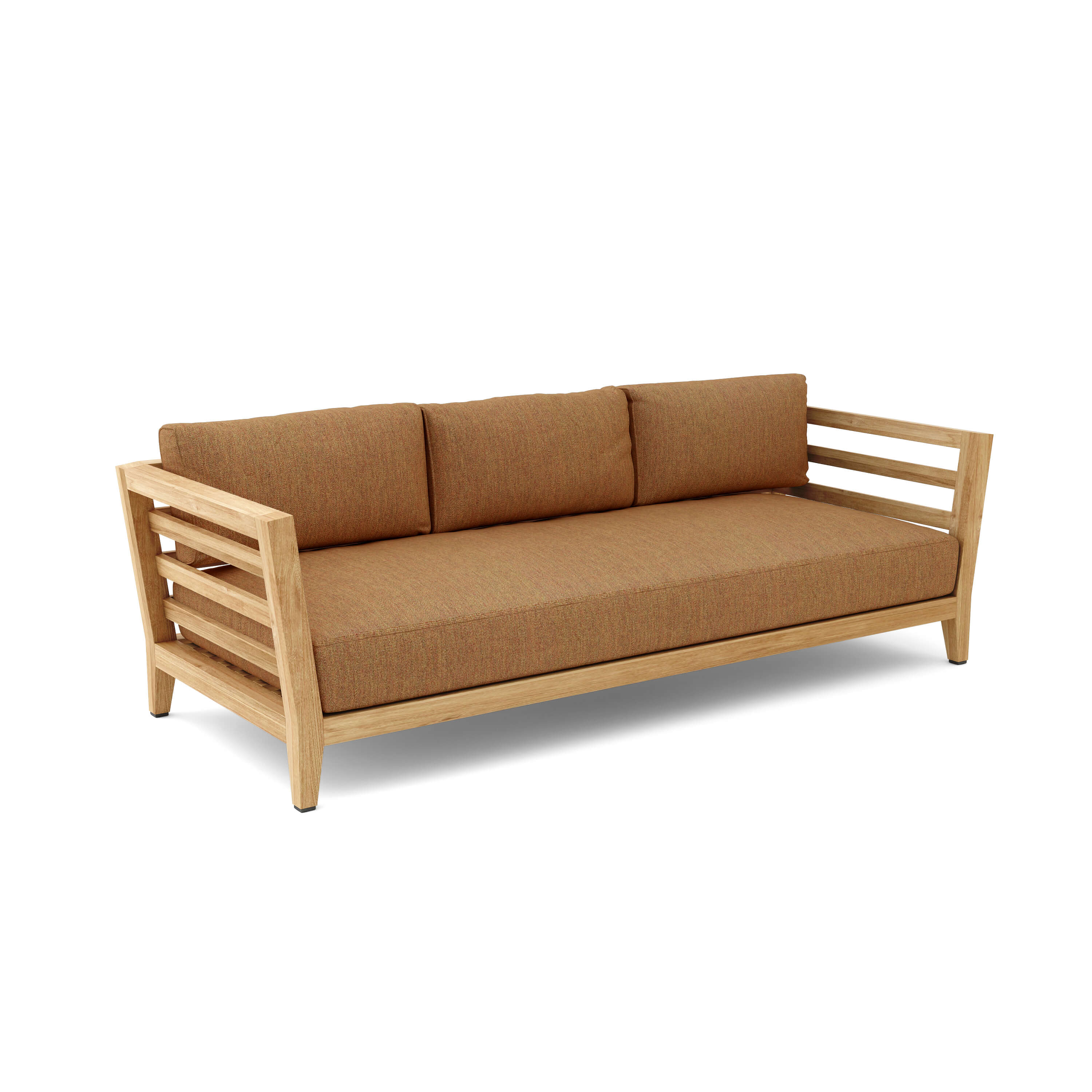 Anderson Teak Cordoba teak wood outdoor 3-seater sofa in navy canvas, perfect for garden lounge with 9 designer colors.