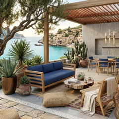 Cordoba deep seating sofa by Anderson Teak in nine designer colors, showcasing the stylish, comfortable outdoor furniture design.