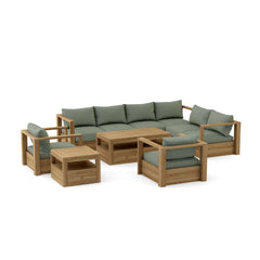 Anderson Teak COPACABANA teak wood outdoor sectional sofa set in navy canvas, perfect for garden lounge with 9 designer colors