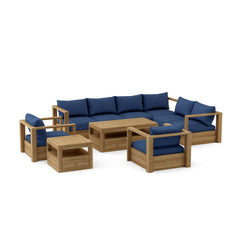 Anderson Teak Copacabana Teak Wood outdoor sectional sofa set in navy, designed for garden lounge with 9 color options.