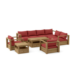 Anderson Teak Copacabana outdoor teak wood sectional sofa set in navy with canvas cushions, designed for garden lounge areas.